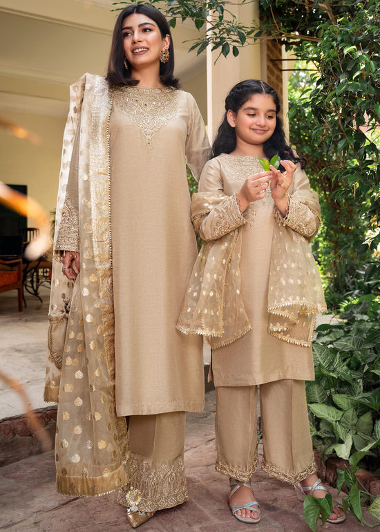 RANG-E-HAYA - SHIREEN BEIGE GOLD KIDS