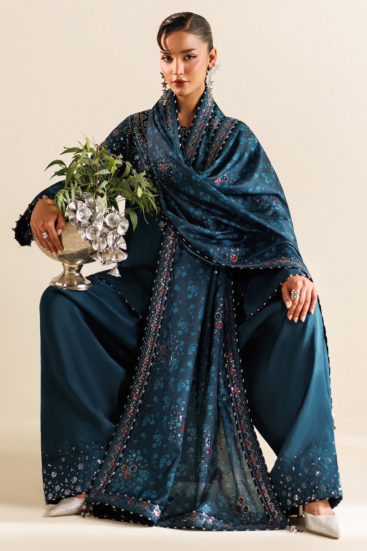 EMBROIDERED RAW SILK UR-7062