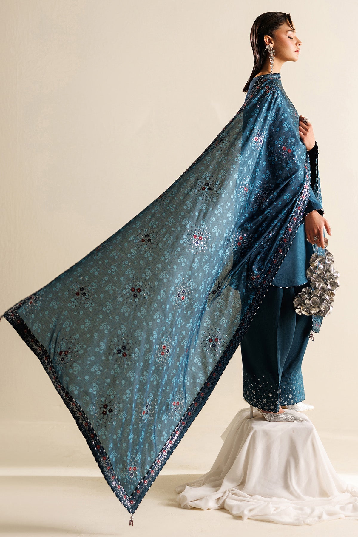 EMBROIDERED RAW SILK UR-7062