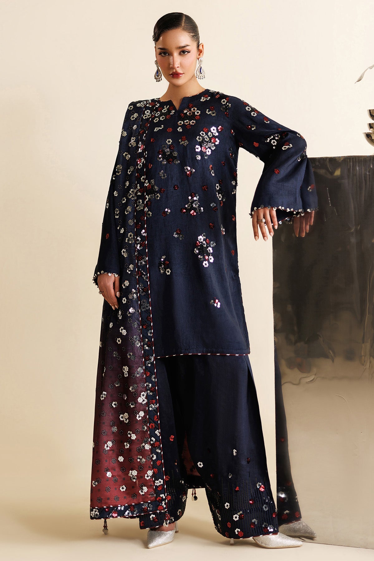 EMBROIDERED RAW SILK UR-7064
