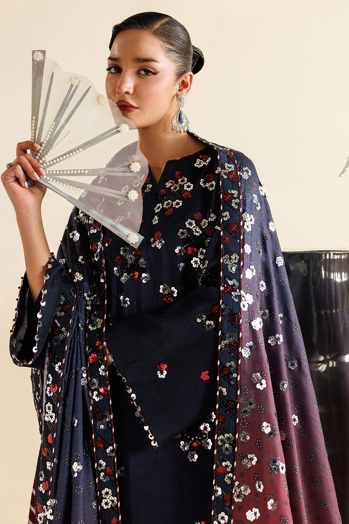 EMBROIDERED RAW SILK UR-7064