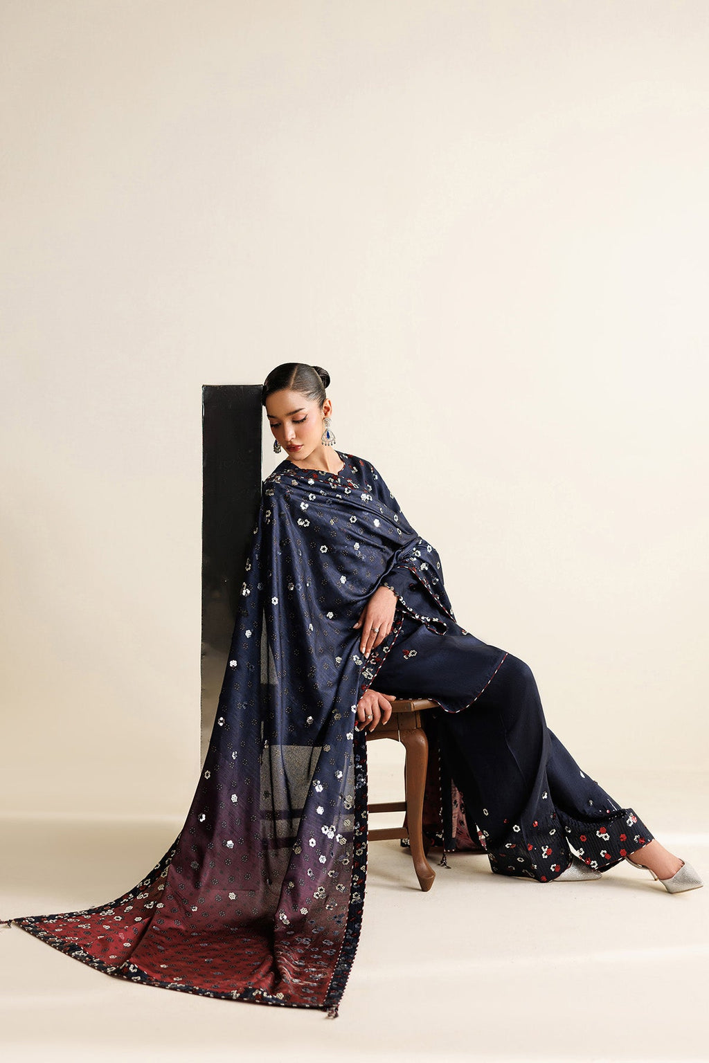 EMBROIDERED RAW SILK UR-7064