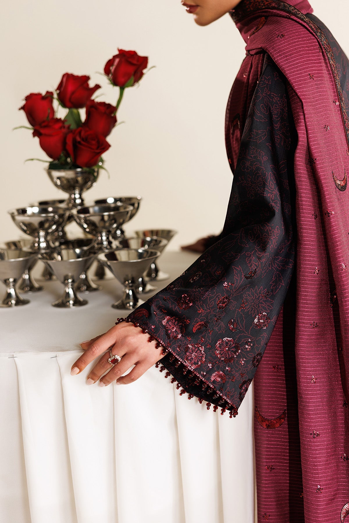 EMBROIDERED RAW SILK UR-7068