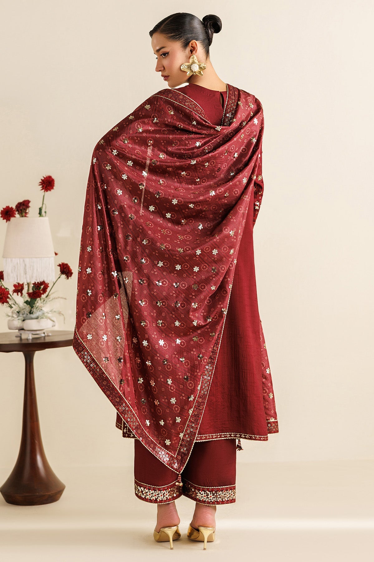 EMBROIDERED RAW SILK UR-7070
