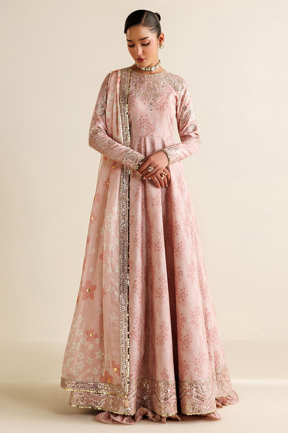 EMBROIDERED RAW SILK UR-7067