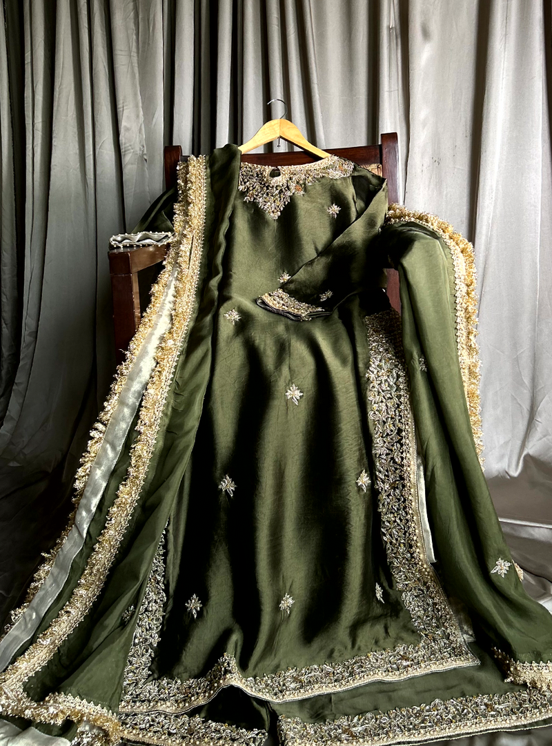 MAHJABEEN-OLIVE GREEN