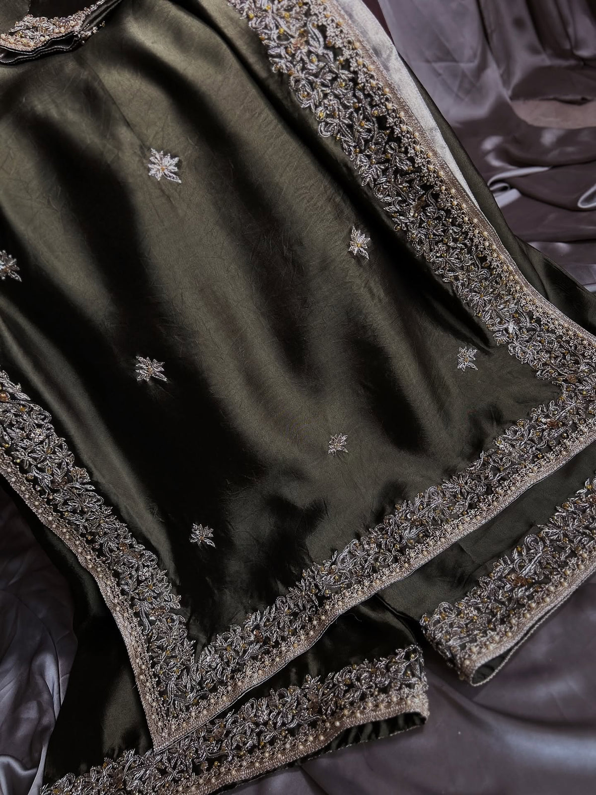 MAHJABEEN-OLIVE GREEN