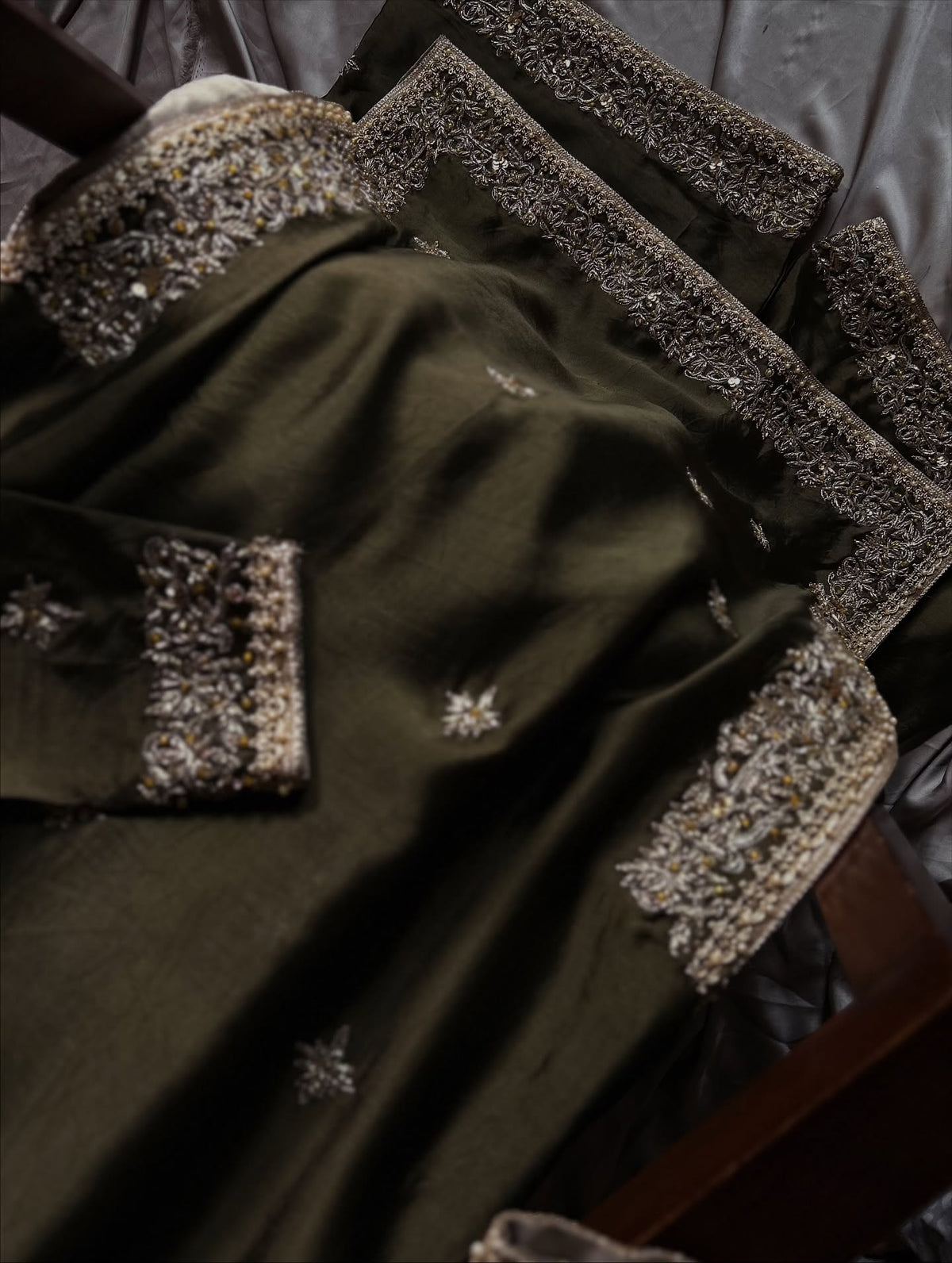 MAHJABEEN-OLIVE GREEN
