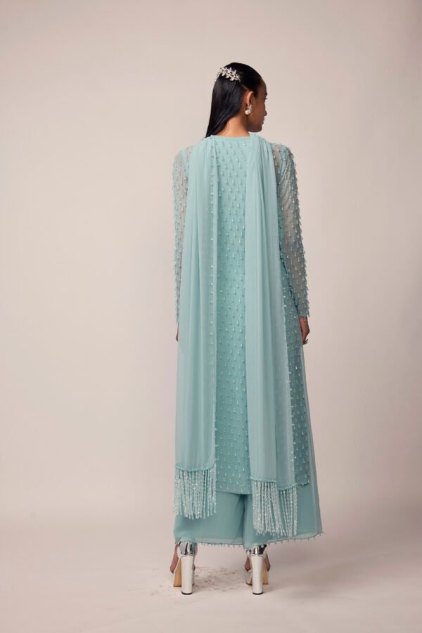 POWDER BLUE PEARL DROP KURTA SET